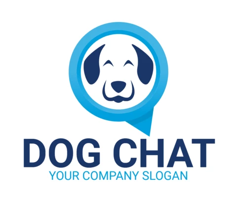 Plantilla de diseño de logotipo de chat con cabeza de perro