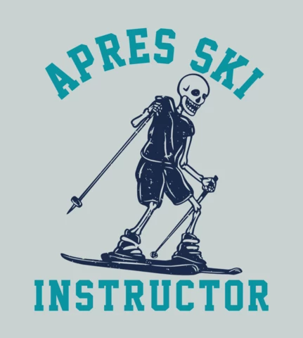 Skeleton Playing Ski Vintage T-shirt Design Template