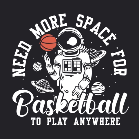 Astronaut Playing Basketball Vintage T-Shirt Design Template