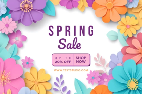 Spring Promotion Design Template with Pastel Floral Elements