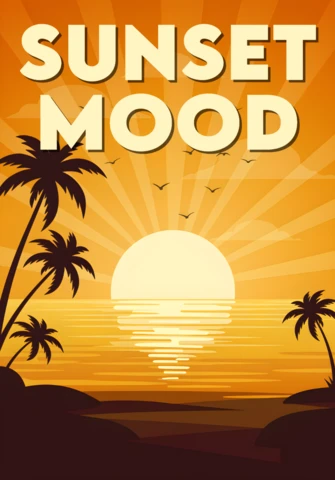 Sunset Mood Tropical Design Template for Retro Flat Printable Posters