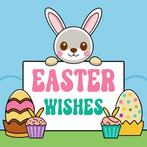 Divertida plantilla de diseño de deseos de Pascua para celebraciones festivas