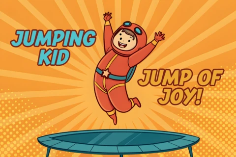 Jumping Kid Comic Style Design Template for Fun Party Invitations