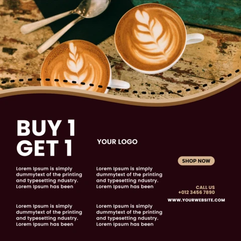 Modelo de design de postagem de instagram de venda de café compre 1 e leve 1