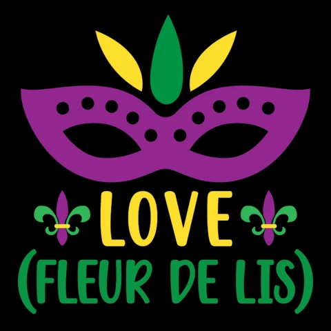 Modèle d'amour vibrant pour mardi gras avec fleur de lys