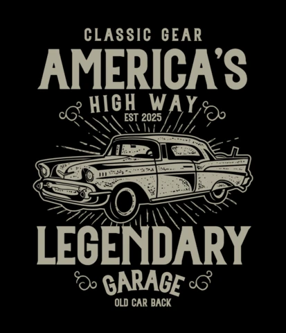 Legendäre garage auto t-shirt design vorlage