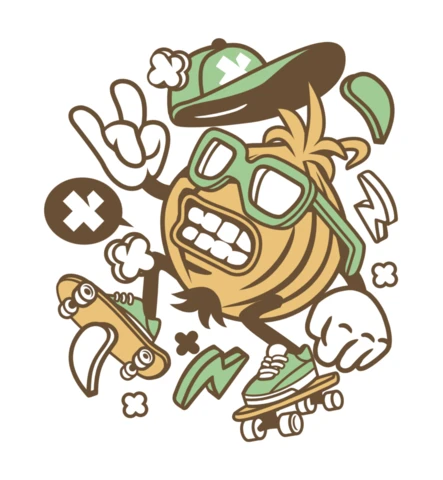 Modelo de design de camiseta de personagem de desenho animado de skatista de cebola