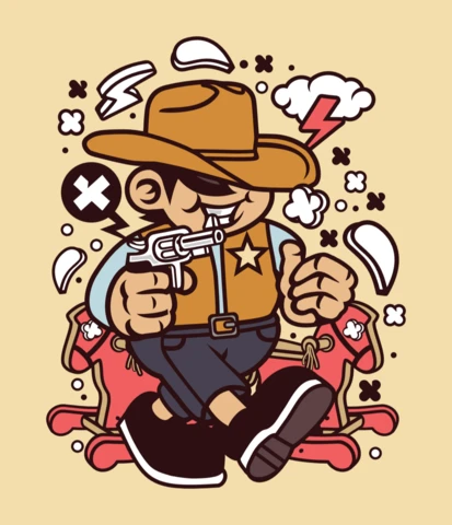 Modèle d'affiche de personnage de bande dessinée d'enfant de cow-boy