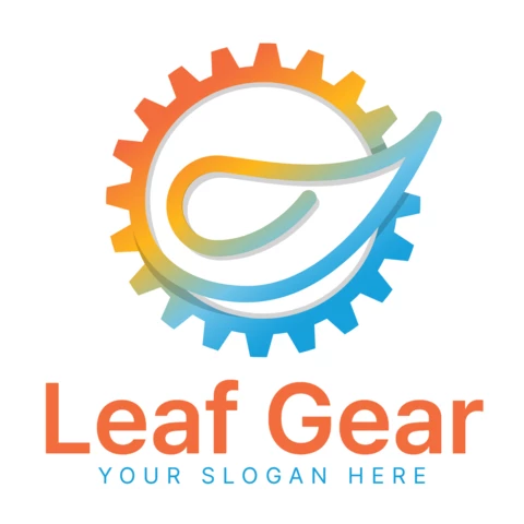 Leaf And Gear Colorful Logo Design Template
