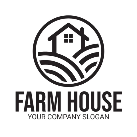 Landwirtschaft bauernhaus logo entwurfsvorlage