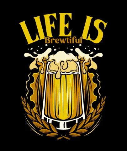 La vida es una hermosa ilustración de una jarra de cerveza con lúpulo y cebada para amantes de la cerveza artesanal y diseño de camiseta de merchandising de pub.