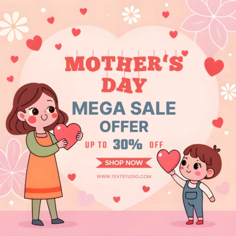Mother's Day Sale Template - Cute Cartoon Design for Promotions