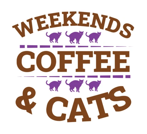 Whimsical Coffee and Cats Design Template for Weekend Vibes