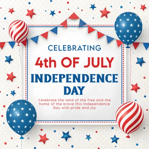 Independence Day Celebration Design Template with Balloons and Stars