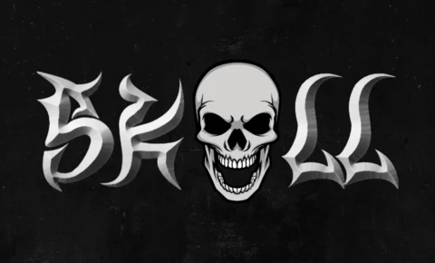 Design de modelo com efeito de texto de caveira