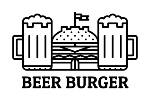 Cerveza hamburguesa castillo plantilla de diseño de logotipo negro