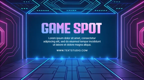 Plantilla de diseño de spot de juego futurista con luces de neón
