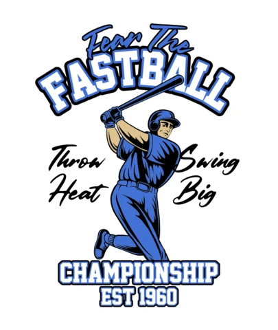 Fear The Fastball Championship Heat & Power Hitting Since 1960 T-Shirt Design Template