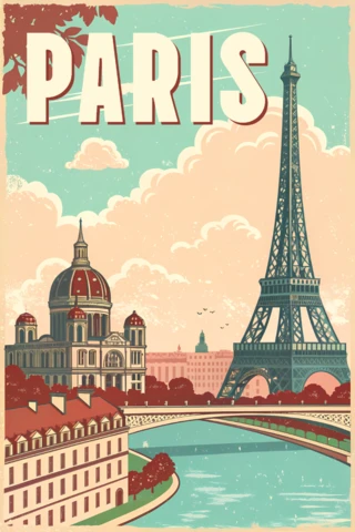 Vintage Paris Design Template for Travel Posters