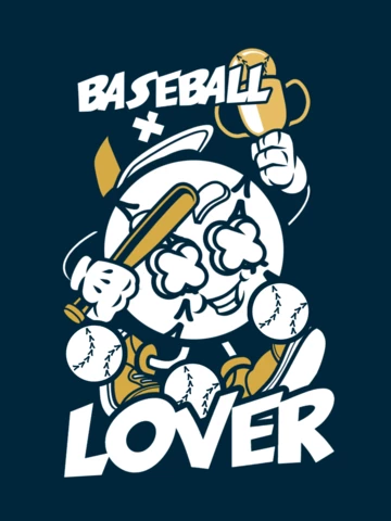 Amante del baseball con modello di disegno di t-shirt personaggio dei cartoni animati
