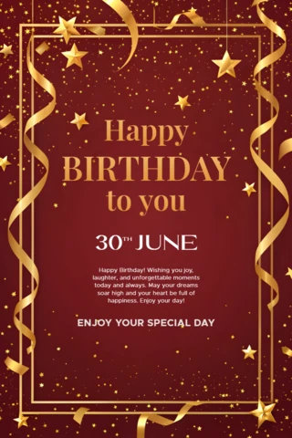 Elegant Birthday Celebration Template Design with Gold Accents and Stars