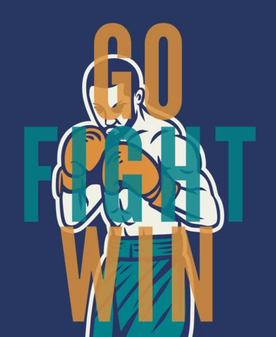 Slogan de boxe com modelo de design de camiseta boxer