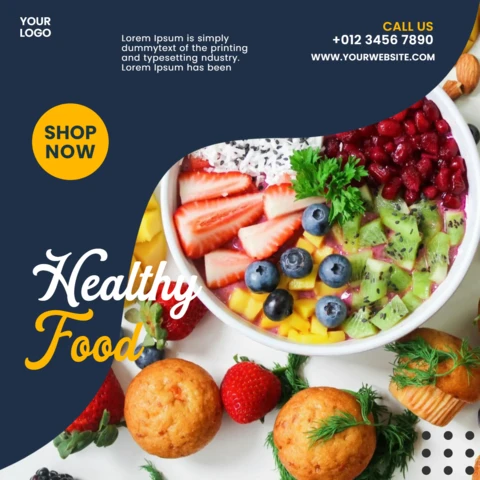 Healthy Food Restaurant Instagram Post Design Template
