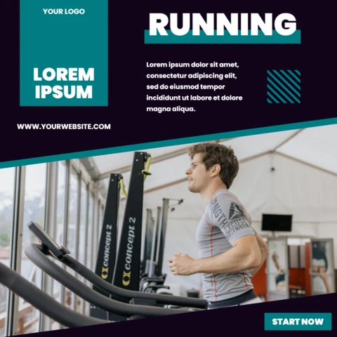 Modelo de design de postagem do Instagram do clube de ginástica de corrida