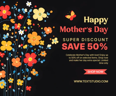 Floral Mother's Day Promotion Template - Editable Design for Special Discounts