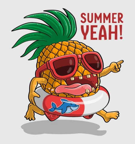 Modèle de design "Summer vibes" : personnage d'ananas amusant