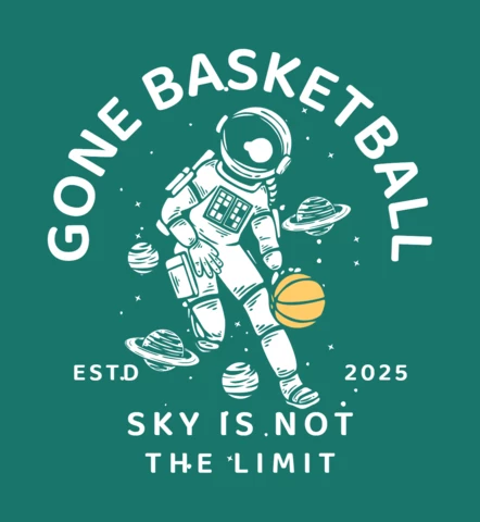 Astronaut Playing Basketball Vintage T-shirt Design Template