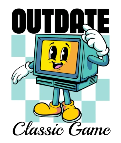 Outdate But Iconic Classic Game Artwork Featuring Retro Computer Character T-Shirt Design Template