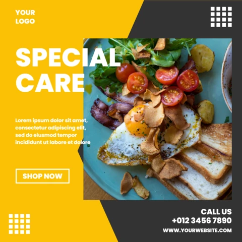 Yellow And Grey Marketing Social Media Post Design Template
