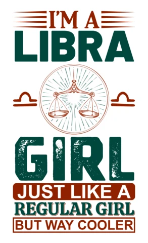 Libra Girl Vintage Typography Design Template for Custom Apparel