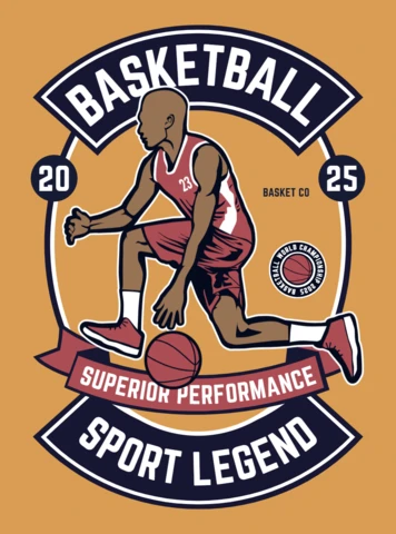 Basketball Sport Legend Vintage T-Shirt Design Template