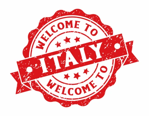 Bienvenue en Italie - Modèle de logo pour le timbre