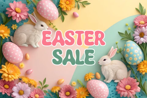 Colorful Floral Easter Sale Design Template for Spring Promotions