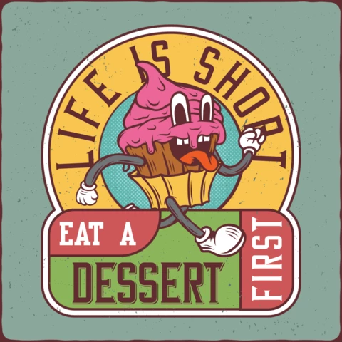 Funny Dessert Character T-Shirt Design Template