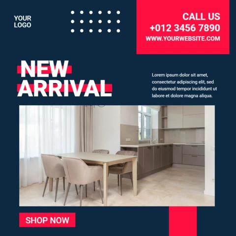 Flat Red And Blue Advertising Social Media Post Design Template