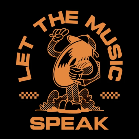Deja que la música hable diseño de camiseta de vibras retro de vinilo