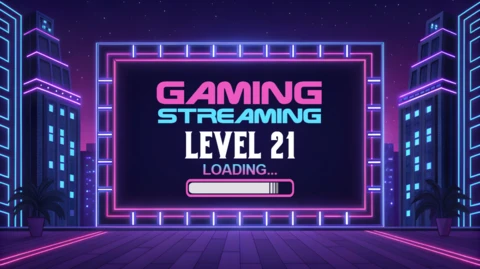 Neon oyun akışı seviye 21 yükleme tasarım şablonu