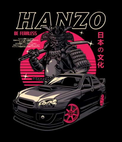 Samurai Fast Car T-shirt Design Template