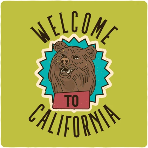 Welcome To California Bear T-shirt Design Template