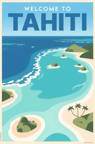 Vintage Tropical Paradise Design Template for Travel Posters