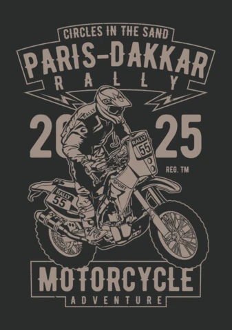 Modèle de t-shirt pour le dakkar rallye de Paris à moto