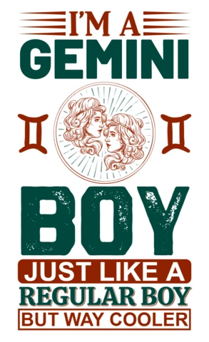Gemini Boy Retro Typography Design Template for Custom Apparel