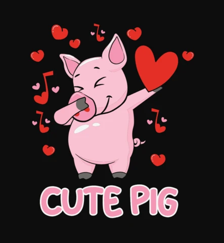 Cute Piglet Valentine's Day T-Shirt Design Template