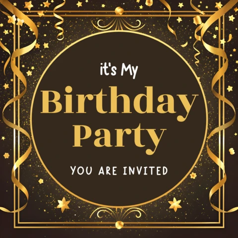Elegant Gold Foil Birthday Party Invitation Template Design