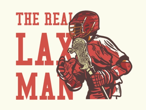 Mężczyzna trzymający szablon projektu koszulki vintage lacrosse