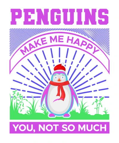 Modelo de design extravagante de pinguim: estilo gráfico "make me appy